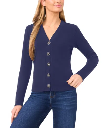 Cece Women's Long-sleeve V-neck Cardigan Sweater In Blue