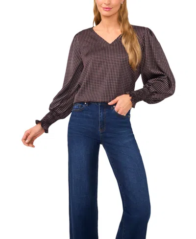 Cece Women's Long Sleeve V-neck Top In Black