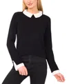 Cece Faux Pearl Embellished Cotton Sweater In Black