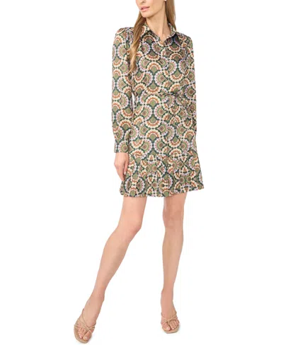 Cece Women's Long-sleeve Pleated-skirt Mini Dress In Multi
