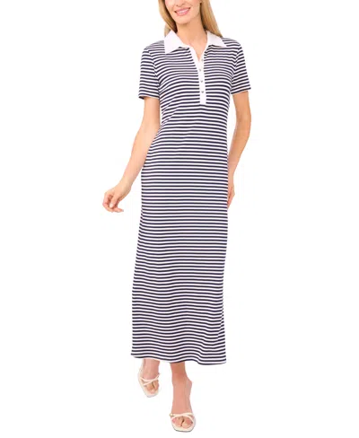 Cece Women's Maxi Polo Style Shirt Dress In Blue