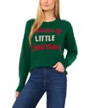 Cece Women's Merry Little Christmas Long Sleeve Sweater In Green