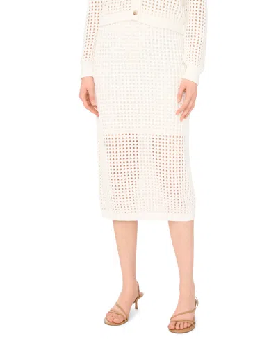 Cece Women's Mesh Pencil Midi Skirt In White