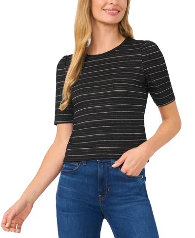 CECE WOMEN'S METALLIC STRIPED TOP