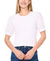 Cece Women's Mixed-media Puff-sleeve Top In New Ivory