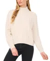 Cece Metallic Mock Neck Cable Stitch Sweater In Birch