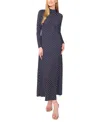 Cece Polka Dot Long Sleeve A-line Maxi Dress In Classic Navy