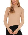 Cece Ruffle Mock Neck Sweater In Latte Heather