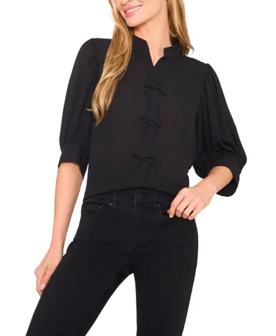 CECE WOMEN'S MUTTON SLEEVE BOW PLACKET TOP