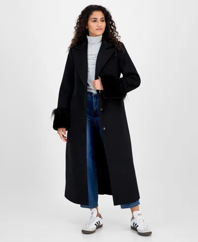 Cece Women's Notched-collar Single-breasted Maxi Coat In Black