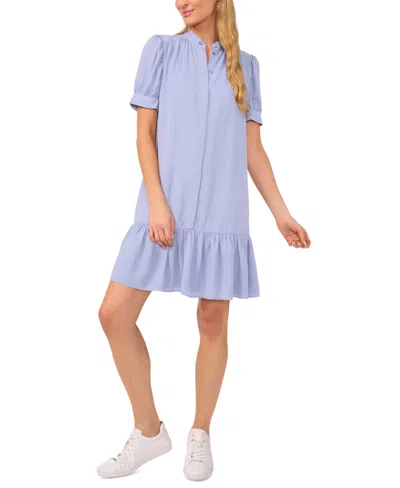 Cece Women's Open Collar Hidden Placket Dress In Slate Blue