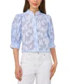 Cece The Pearce Puff Shoulder Top In Blue