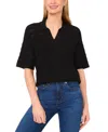 Cece Women's Open-knit Short-sleeve Polo Sweater