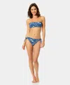 Cece Womens Over The Shoulder Bandeau Neck Bikini Top Full Coverage Hipster Bottoms In Blue