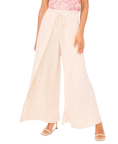 Cece Women's Overlap Tie Front Wide Leg Soft Pants In White