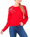Cece Oversized Bow Applique Sweater In Red