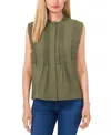 Cece Pleat Detail Sleeveless Top In Dark Clover