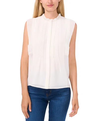 Cece Pleat Detail Sleeveless Top In New Ivory
