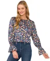 Cece Smocked Cuff Blouse In Classic Navy