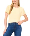 Cece Women's Pleated Round-neck Short-sleeve Top In Lemon Drop