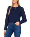 Shop Cece Women's Pleated Tie-neck Blouse In Classic Navy