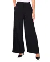 Cece Womens Wide Legs Flat Front Trouser Pants In Rich Black