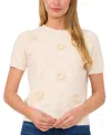 Cece Diamond Stitch Sweater In Creme