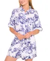 Cece Womens Printed Cotton Collared Button Front Shirt Printed Cotton Pull On Shorts In Multi