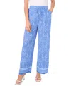 Cece Women's Printed Drawstring Wide-leg Pull-on Pants In Spa Blue