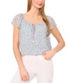 Cece Floral Flutter Sleeve Yoryu Top In Blue