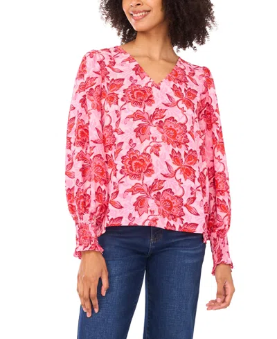 Cece Women's Printed Long-sleeve Top In Pink