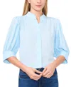 Cece Open Collar Top In Blue