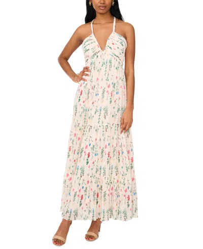 Cece Women's Printed Plunge-neck Maxi Dress In Ivory,mult