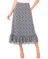 Cece Floral Ruffle Hem Midi Skirt In Blue