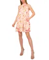 Cece Floral Bow Back Sleeveless Minidress In Sugar Peach