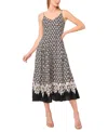 Cece Mixed Floral Linen Blend Dress In Black