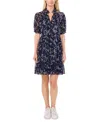 Cece Floral Print Dress In Classic Navy