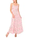 Cece Floral Stamp Print Linen Blend Maxi Dress