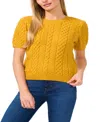 Cece Cable Stitch Short Sleeve Sweater In Honey Pot
