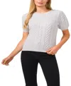 Cece Cable Stitch Short Sleeve Sweater In Grey