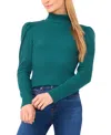 Cece Women's Puff-shoulder Long-sleeve Turtleneck Top In Green