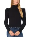 Cece Women's Puff-shoulder Long-sleeve Turtleneck Top In Rich Black