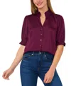 Cece Frill Cuff Satin Button-up Shirt In Pickled Beet