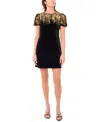 Cece Women's Puffy Scoop Neck Short Sleeve Dress In Black
