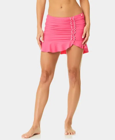 Cece Women's Pull-on Contrast Ruffle Swim Skirt In Pink