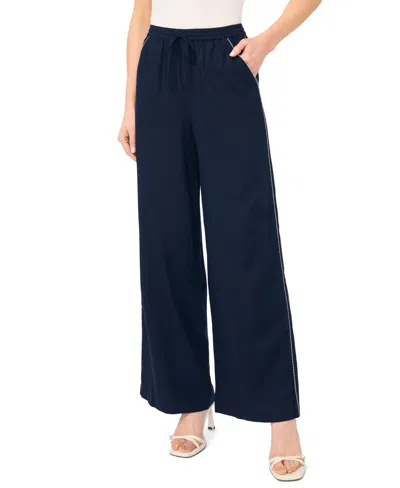 Cece Drawstring Whipstitched Pants In Blue