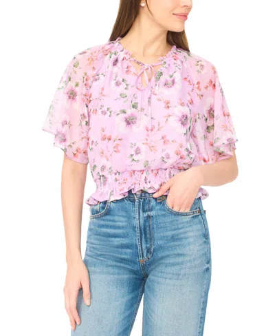 Cece Women's Raglan Sleeves Keyhole Elastic Waist Top In Multi