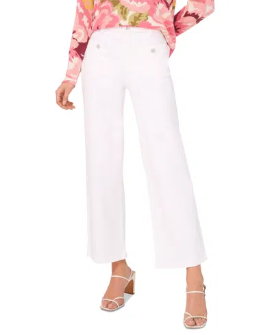 Cece Women's Rhinestone-button Patch-pocket Jeans In Ultra White