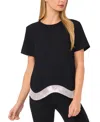 Cece Women's Rhinestone Wavy Hem Short-sleeve Blouse In Black