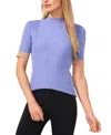 Cece Rib Colorblock Mock Neck Top In Blue Blossom